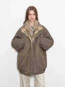 Travel Notes Fashionable Warm and Fluffy Waterproof Outdoor Fox Fur Collar Removable down Parka for Winter
