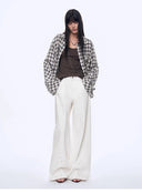 Tencel Acetate Jacquard Check Dropped Shoulder Shirt"Style Diary"