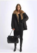 Removable Fox Fur Collar 90% White Goose down Easy to Care for Practical and Water-Repellent Parka for Women