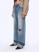 "Refreshing West Coast" Straight-Cut Selvedge Jeans with Smudged & Splashed Ink Detailing