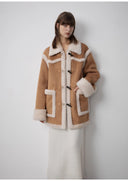 "Western Sunset"Winter Wool Artificial Compound Suede Shearling Fur Coat for Women
