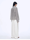 Tencel Acetate Jacquard Check Dropped Shoulder Shirt"Style Diary"