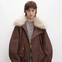 Cutting-Edge Style, Warm and Detachable Raccoon Fur Collar Short Silhouette down Jacket