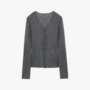"Long Island Vacation" Wool Blend V-Neck Straight Shoulder Knitted Cardigan Spring