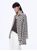 Tencel Acetate Jacquard Check Dropped Shoulder Shirt"Style Diary"