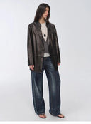 Vintage Suede/Waxy Goatskin Leather Mid-Length Suit Jacket "Bavaria"