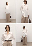 "Heart'S Desire" High-End High-Density Nylon Cotton Drapes Stylish All-Match Silhouette Shirt