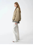 "Monsoon Climate" Retro Plaid Stitching Cotton Fabric Silhouette Spring New Short Jacket for Women