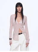"Long Island Vacation" Wool Blend V-Neck Straight Shoulder Knitted Cardigan Spring