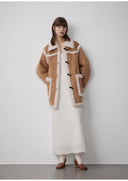"Western Sunset"Winter Wool Artificial Compound Suede Shearling Fur Coat for Women