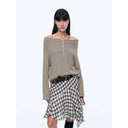 "Fashion Law" Casual One-Shoulder Raglan Sleeve T-Shirt Top