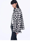 Tencel Acetate Jacquard Check Dropped Shoulder Shirt"Style Diary"