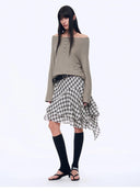 "Fashion Law" Casual One-Shoulder Raglan Sleeve T-Shirt Top