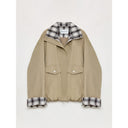 "Monsoon Climate" Retro Plaid Stitching Cotton Fabric Silhouette Spring New Short Jacket for Women