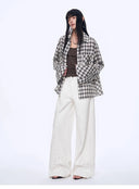 Tencel Acetate Jacquard Check Dropped Shoulder Shirt"Style Diary"