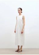 "Deyanuo" Hemp Three-Dimensional Hourglass Sleeveless round Neck Loose Slim Dress for Women