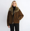 Custom-Woven Flocked Denim, Detachable Raccoon Fur Collar, 90% White Goose down Jacket, Loose Parka for Women