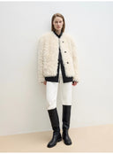 "Ghost Horse Girl" Merino Curly Sweetheart Collar Straight Fur Coat