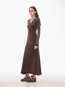 "Kalle Morning" Fashionable Fermented Washed Distressed Raw Edge V-Neck Waist Dress for Women
