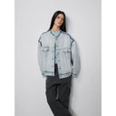 "Starry Sky Market" Luxury Brand Classic Washed Cotton Collarless Raw Edge Denim Jacket