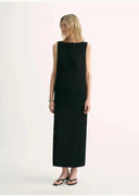 Original Design Handmade Pleated Straight Sleeveless Boat Neck Dress