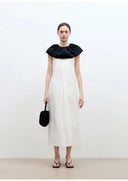 "Deyanuo" Hemp Three-Dimensional Hourglass Sleeveless round Neck Loose Slim Dress for Women