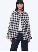 Tencel Acetate Jacquard Check Dropped Shoulder Shirt"Style Diary"