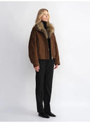 Custom-Woven Flocked Denim, Detachable Raccoon Fur Collar, 90% White Goose down Jacket, Loose Parka for Women