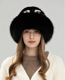 Ethnic Style Mink Warm Ear Protection Fox Fur Bucket Hat