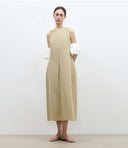 "Deyanuo" Hemp Three-Dimensional Hourglass Sleeveless round Neck Loose Slim Dress for Women