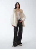 "Warm Dialogue" Two-Tone Fox Fur Collar Detachable 90 Goose down Jacket Mid-Length down Parka