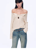 "Fashion Law" Casual One-Shoulder Raglan Sleeve T-Shirt Top