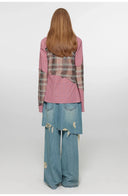 Tencel Blended Fake Two-Piece Stitching Jeans Women'S Ripped Raw Edge Straight Wide-Leg Pants"Fashionable Sniper"