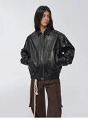 Imported Waxed Sheep Leather Retro Work Jacket Coat for Women "Fashionable Luke"
