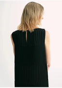 Original Design Handmade Pleated Straight Sleeveless Boat Neck Dress