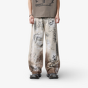 Men's Graffiti Print Wide Leg Jeans