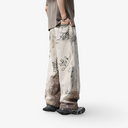 Men's Graffiti Print Wide Leg Jeans