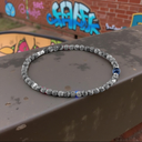 Walter Silver and Stone SKINNY Bracelet - Grey Jasper and Blue Sodalite