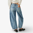 We the Free Good Luck Mid Rise Barrel Leg Jeans