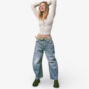 We the Free Good Luck Mid Rise Barrel Leg Jeans