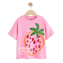 Kids' Strawberry Sequin Embellished Cotton Graphic T-Shirt