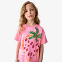 Kids' Strawberry Sequin Embellished Cotton Graphic T-Shirt