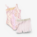 Kids' Metallic Rosette One-Piece Swimsuit & Cover-Up Skirt Set