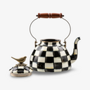 Courtly Check Enameled Steel 3-Quart Tea Kettle with Bird