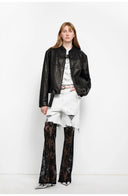 Retro Sheepskin Stand Collar Short Motorcycle Jacket “Caramel Mountain”