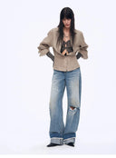 "Refreshing West Coast" Straight-Cut Selvedge Jeans with Smudged & Splashed Ink Detailing