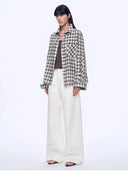 Tencel Acetate Jacquard Check Dropped Shoulder Shirt"Style Diary"
