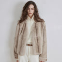 Margaret Mid-Century Style Contrasting Color Rex Rabbit Coat
