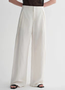 Summer Mulberry Silk Linen Waistless Three-Dimensional Pleated Wide-Leg Pants for Women