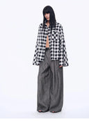 Tencel Acetate Jacquard Check Dropped Shoulder Shirt"Style Diary"